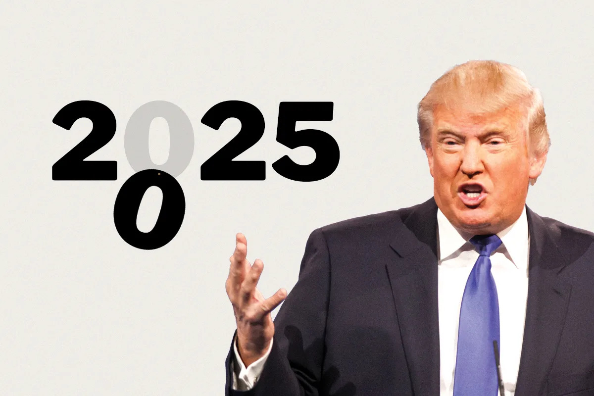 Donald Trump naast het getal 2025